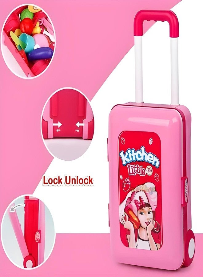 TodFod Kitchen Set for Kids Girls | Large Pretend Cooking Playset with 30+ Accessories | Portable Trolley Toy with Light & Sound | Role Play Toy for Ages 3+ - Image 2